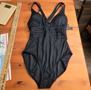 La Blanca Multi Strap Cross Back Tummy Control One Piece Black Size 14 Island